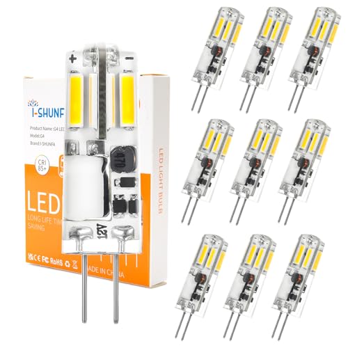 I-SHUNFA Bombillas LED G4,1.2W Blanco Frío 6000K Bombillas LED 12V Reemplazo para 10W-15W Bombillas Halógenas,130lm No Regulables, Pequeñas para Campana de Cocina, Cocina (Paquete de 10)
