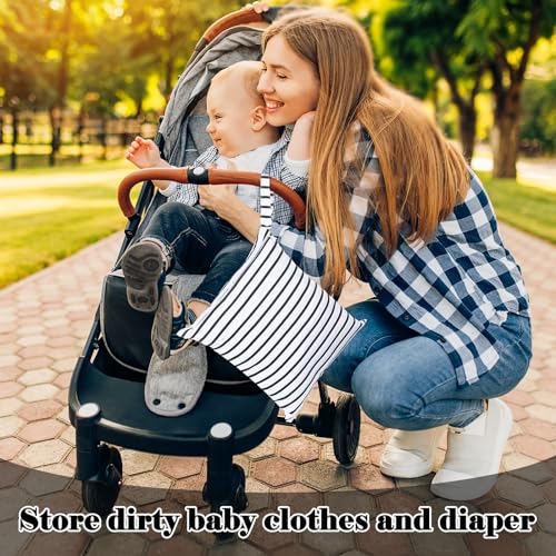 Paterr 6 Pcs Wet Dry Bags for Baby Cloth Diapers Waterproof Reusable Wet Bags with Two Zippered Pockets Travel Laundry Bag for Swimsuit Beach Pool Daycare Yoga Gym Dirty Wet Clothes, 3 Sizes - Thumbnail 4