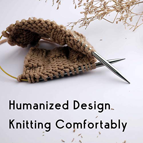 KOKNIT Single Circular Knitting Needle, 16 Inch Stainless Knitting Needles, US Size and MM Size Marked on Needle by Laser (US5 / 3.75mm)
