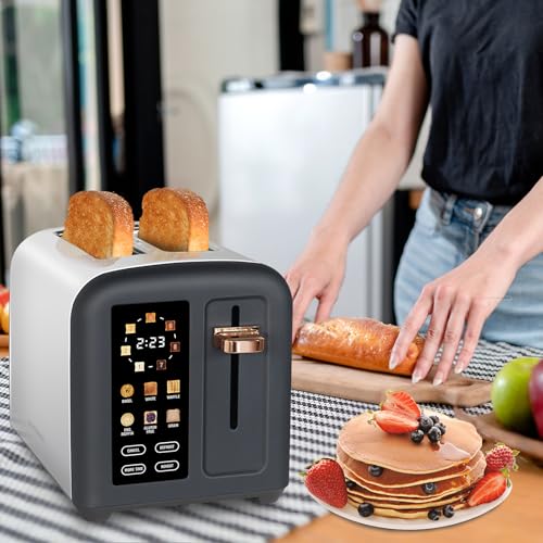 Image of SEEDEEM Toaster 2 Slice, Full Touch Control Stainless Toaster, LCD Display, 50% Faster Heating Speed, 6 Bread Type, 7 Shade Setting, 1.5''Wide Slots, Removable Crumb Tray, 1350W, Dark Chocolate