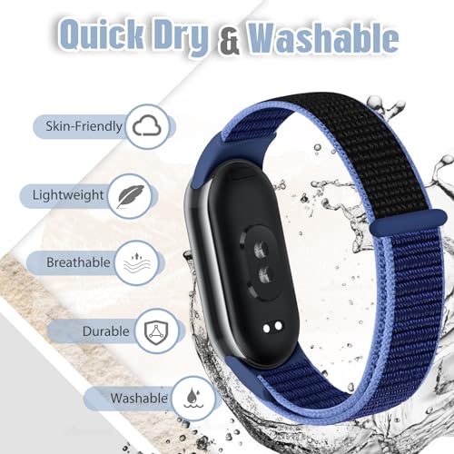 Image of Nylon Sport Band Compatible with Xiaomi Smart Band 10 /9 /8 for Women Men, Soft Adjustable Breathable Sport Loop Watch Strap Replacement Wristband for Xiaomi Mi Band 10 /9 /8, 3pcs