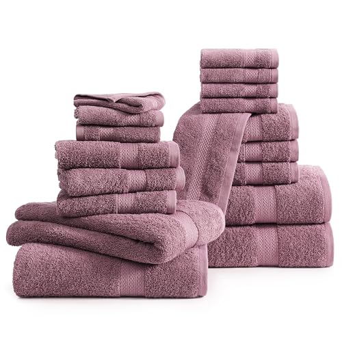 Image of LANE LINEN Bath Towel Set Absorbent Quick Dry 100% Cotton - Wishful Mauve