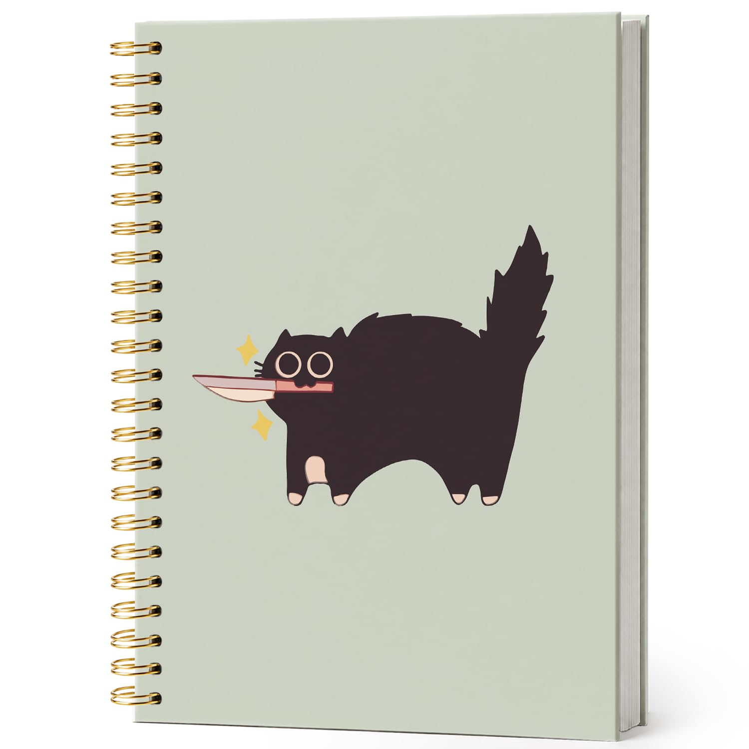Carnet de notes chat noir couteau cyan rigide 14x21cm 80p - 7