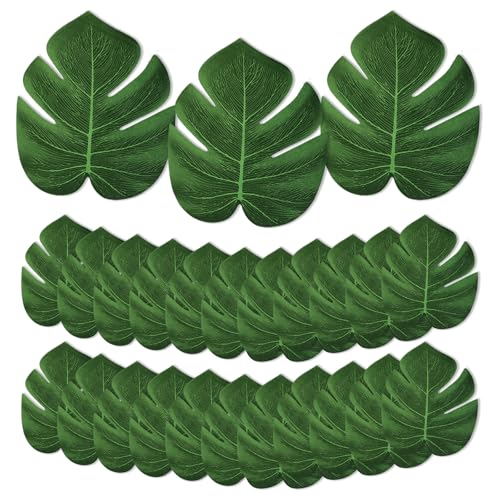 48 Pieces Artificial Palm Leaves, 2 Size Fake Leaf Plant Dec