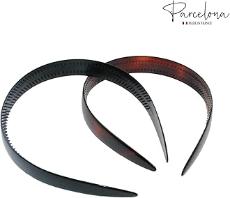 Parcelona Made in France Set of 2 Shell Brown N Black Wide Celluloid Hair Head Band Headband