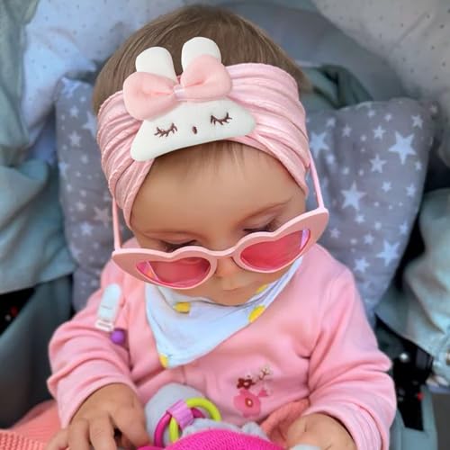 3 Pcs Baby Girls Headbands Baby Rabbit Headband Soft Comfortable Elasticity Nylon Hairbands for Newborn Infant Toddlers Essentials Accessories (Pink,White,Yellow, One Size)3