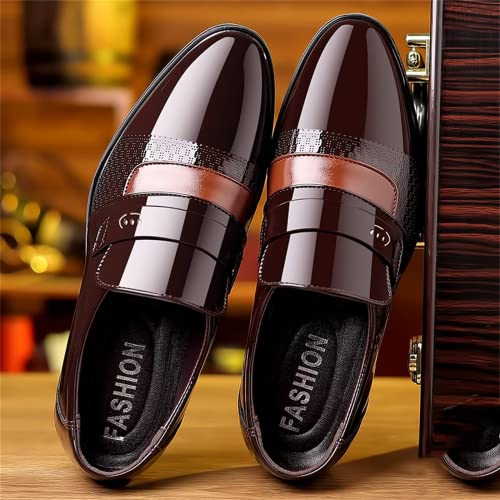 BORAMAX Men's Dress Shoes Slip-On Loafers Formal Wedding Shoes for Men Fashion Metal Strip Decoration Business Suit Shoes3