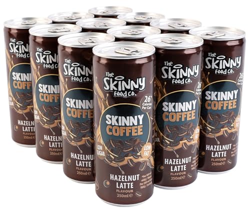 Skinny Food Co Skinny Coffee Hazelnut Latte - 12 x 250ml Cans - Low Sugar Low Fat - 26 Calories per Can Ready-to-Drink - Great for a Healthy Energy Boost