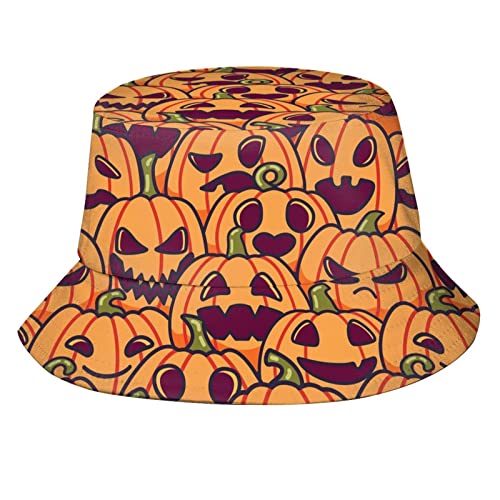 Funny Pumpkins Bucket Hat Fisherman Hat Beach Travel Sun Hat Outdoor Cap For Unisex Men Women #TOP14