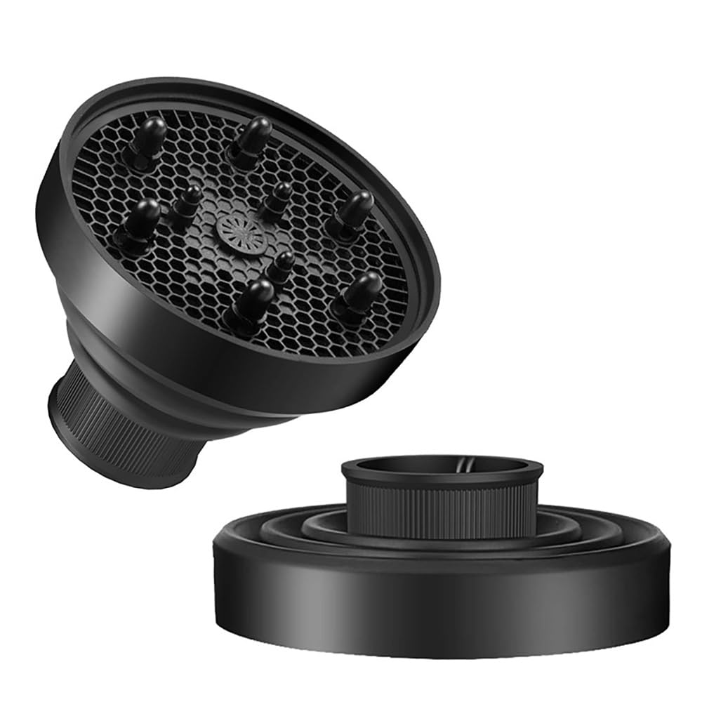 Hair Diffuser Universal Hair Dryer, Travel Folding Hair Dryer Portable Diffuser Curl Airflow Attachment Black