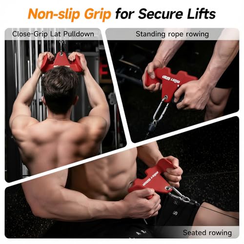 MOST GRIP Multi-Functional Cable Machine Attachment Set, Ergonomic LAT Pulldown Attachment for Whole Back Training, Cable Attachments for Gym Home Include Tricep Rope and 2 LAT Pull Down Bar by MOST GRIP - Used condition - Image 4