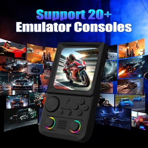 Image of R36TMAX Retro Handhled Game Console, 4.0 Inch Retro Gaming Console with 4000mAh Battery, 128GB TF Card with Video Games, Portable Retro Game Console Supports WiFi Networked Fighting, Black