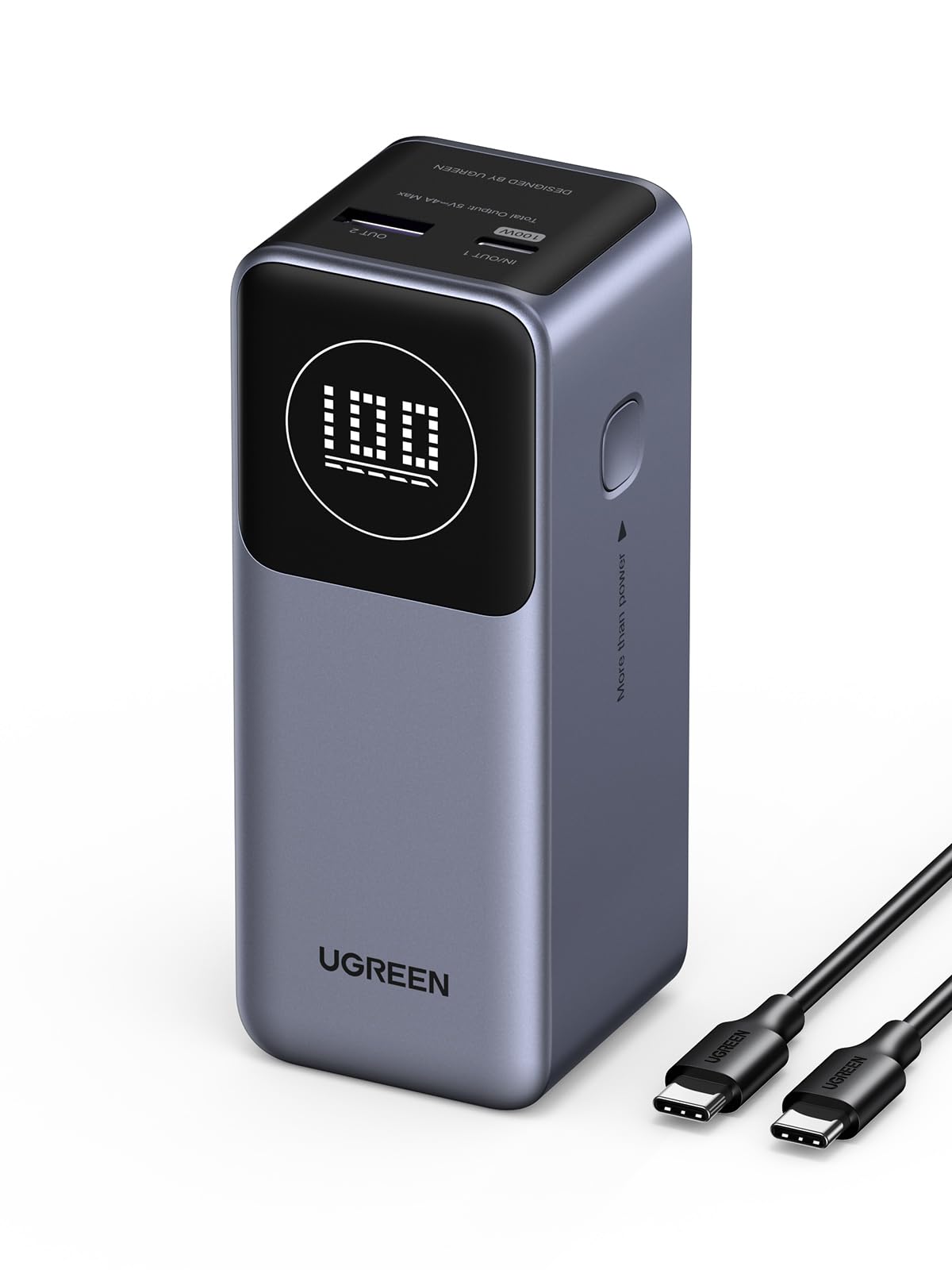 UGREEN Nexode Power Bank 12000mAh 100W, Caricatore Portatile Ricarica Rapida PD 3.0, Batteria Esterna con Display, Compatibile con MacBook Pro/Air, iPhone 16/15 Plus Pro Max, Galaxy S24 S23 Ultra