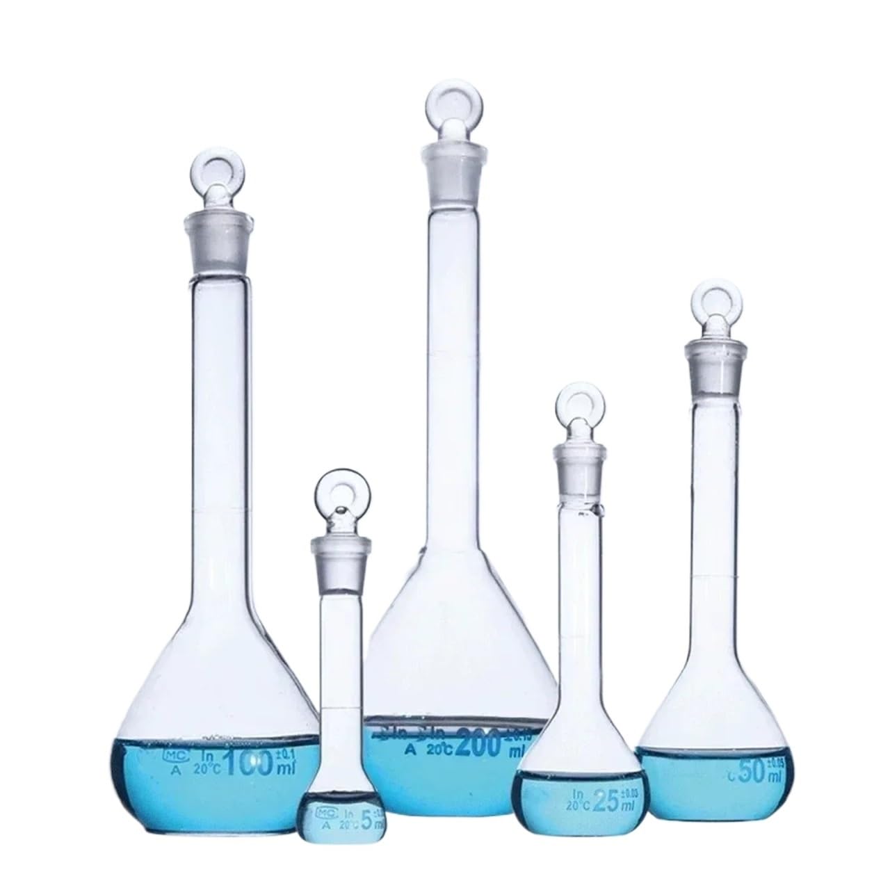 Messkolben, Laborglas, chemisches Experiment mit Stopfen(200ml)