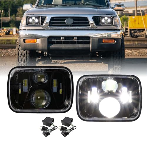 USR 95-97 Tacoma Pick Up 7x6 H6054 LED Sealed Beam Projector Headlight WITH Polarity Correction Module Low/High Beam Black H6052 Headlamp Assembly (Pair) Compatible with 1995-1997 Toyota Tacoma SR5