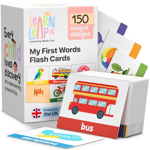 Learn Leap First Words Flash Cards For Toddlers Ages 1 2 3 150 Unique Flash Cards for Toddler Baby Durable Flashcards Card Games Ideal for Kids Travel Learning Language & Speech Educational Toys