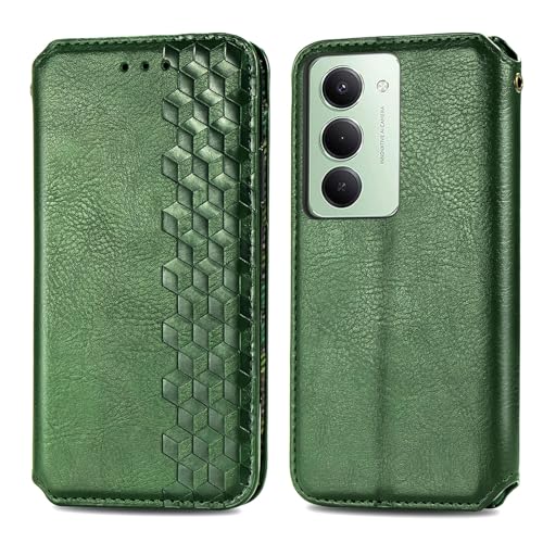 Étui Xiaomi Redmi 15 en cuir PU premium vert portefeuille haute finition