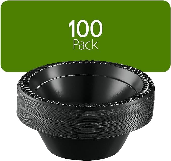 Miniatura 2 de BaydenB Tazones de plástico negros prémium de 12 onzas, paquete de 100 unidades, cuencos desechables para sopa y ensalada para fiestas, eventos y