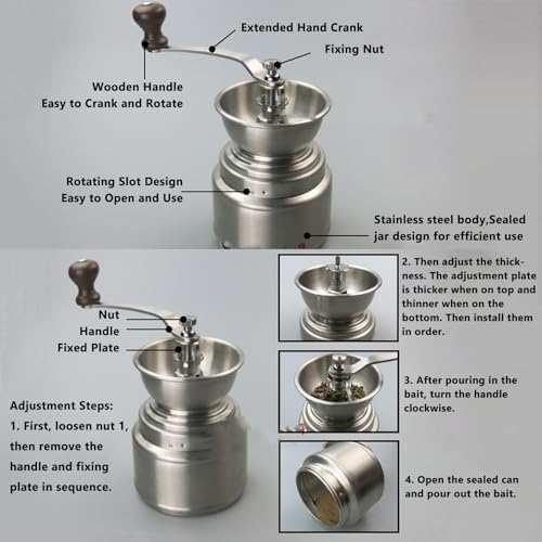 Molinillo de café para camping y hogar con selector de finura manual 4