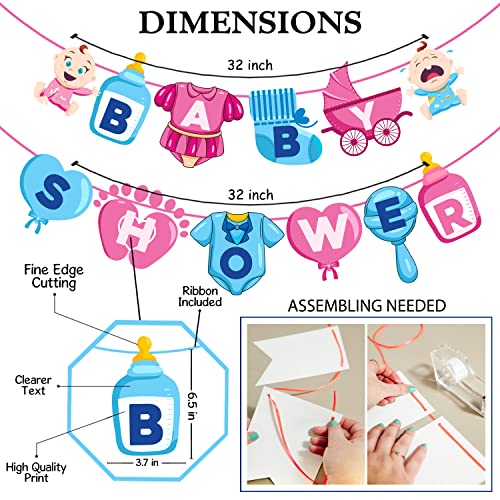Image of Zyozique Babyy Shower Decorations Paper Banner , Photo Booth Props, Badge & Sash | Baby Shower Decorations Combo | Baby Shower Theme Party Favors (Pack of 33)