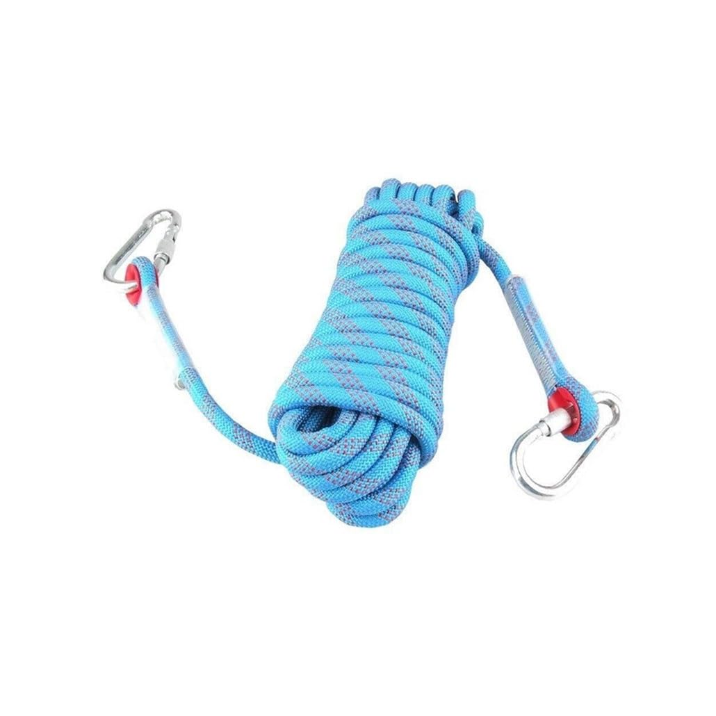 Cuerda Escalada De Seguridad Nylon Cuerdas Rescate con 2 Mosquetón para Usos Al Aire Libre Camping Exterior Montañismo