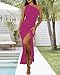 QZOOK Maxi Dresses for Women 2025 Summer Bodycon Sexy One Shoulder Side Slit Ruffles Elegant Prom Cocktail Party Wedding Guest Mesh Long Dress Hot Pink XS