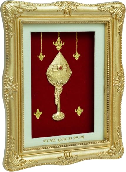 Image of EKA Divine Series Small Murugan Swami Vel Table Top Premium Gold Foil Artwork with Metal Stand | Sacred Vel Symbol of Courage & Victory for Home, Office & Pooja Decor | Auspicious Gift