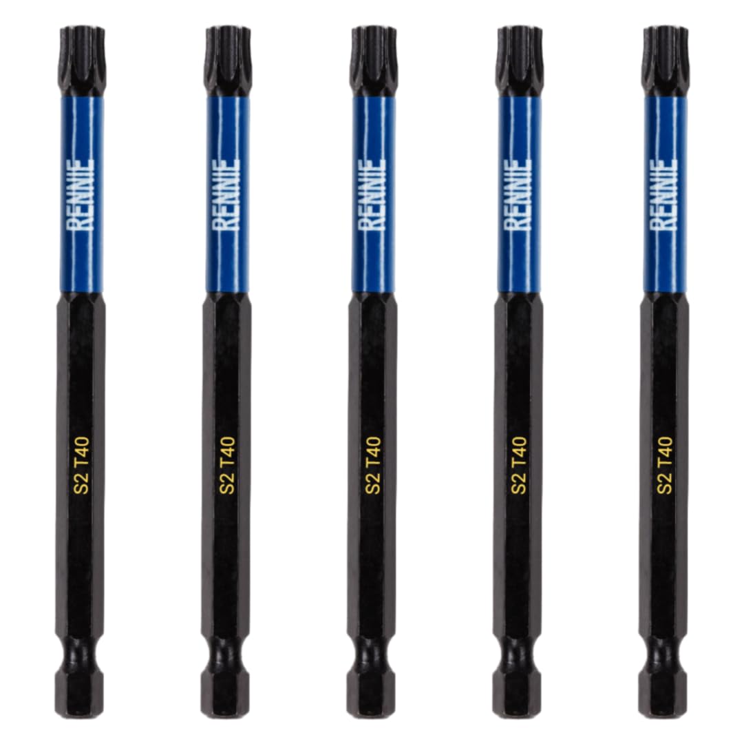 Rennie Tools T40 Torx Schlagschrauber-Bit-Set – 5x Bits 100 Mm, Magnetisch, Für Hohes Drehmoment