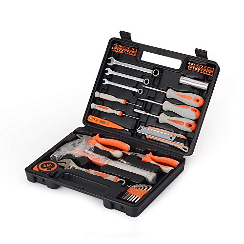 FLZOSPER 60-Piece Auto Repair Tool Combination Package Mixed Tool Set,Hand Tool Kit with Toolbox Storage Case for Mechanical Repair, DIY, Home Maintenance