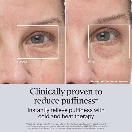 Image of Therabody TheraFace Depuffing Wand - Cold and Heat Skincare Treatment to Depuff and Glow; Beauty Wand, Face Roller and Eye Massager for Eye Puffiness, Dark Circles and Skin Radiance (Indigo)