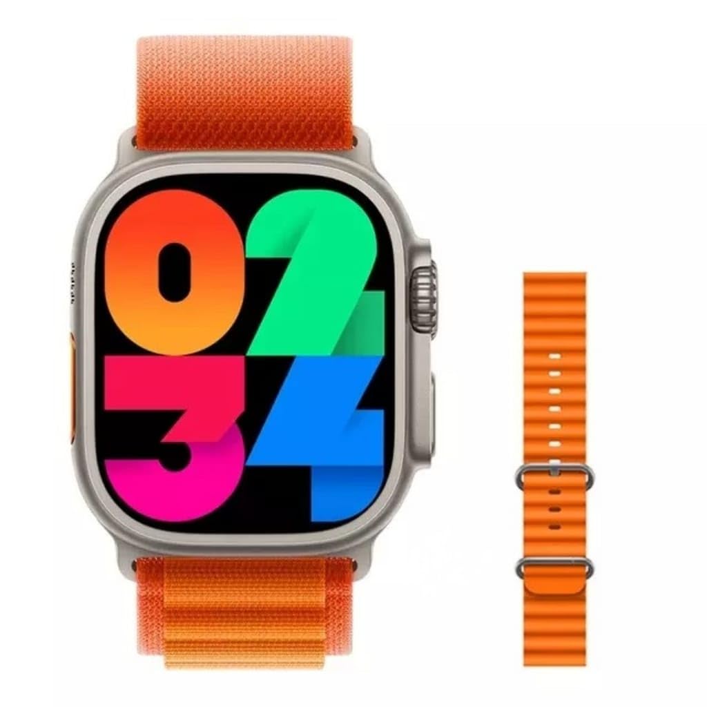 Smartwatch Inteligente W69 Ultra Mini Serie 9 - Pulseira Extra +2 Microwear 45mm GPS Masculino Feminino (laranja)