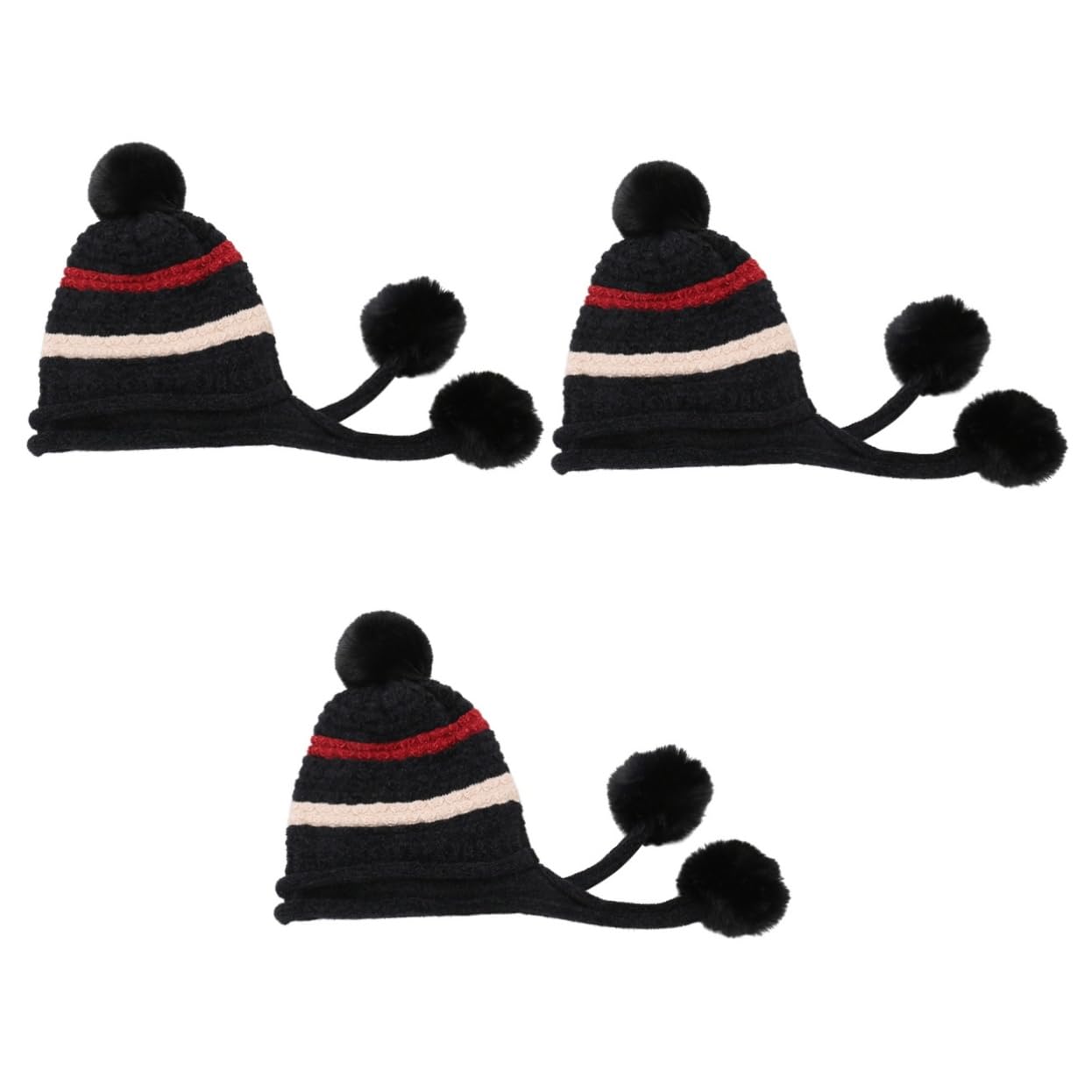 3 Stück Gestrickte Wollmütze Jungen Mütze Mädchen n n Damen n Und n Damen Strick Strick Mit Ohrenklappen Warme Beanie Bommel Weiche