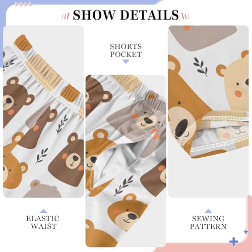 ALAZA Bear Pattern Cute Design Fabric Pajamas Bottoms with Pockets Comfy Pjs Sleepwear Elastic Waistband Pajamas Pants Lounge Pants for 6-14 Years4