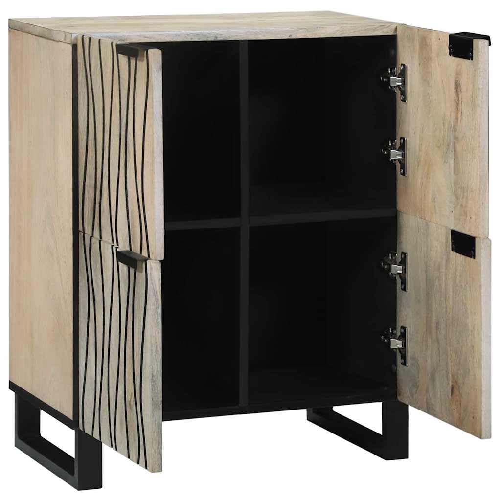 Madera maciza de mango rústico para sala comedor estudio acabado ondulado | Gabinetes y estantes de almacenamiento de medios Blanco Negro con puertas, armario aparador rustico de madera maciza de mango