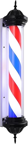 Miniatura 9 de None/Brand Luz de poste de peluquería de 41 pulgadas con rayas LED, luz de poste de luz roja, blanca y azul, luz giratoria de estilo clásico,