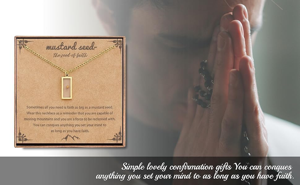 Haoze Mustard Seed Necklace Christian Gifts for Women, Stainless Steel Faith Mustard Seed Necklace Jewelry Birthday Gifts for Women - Image 4