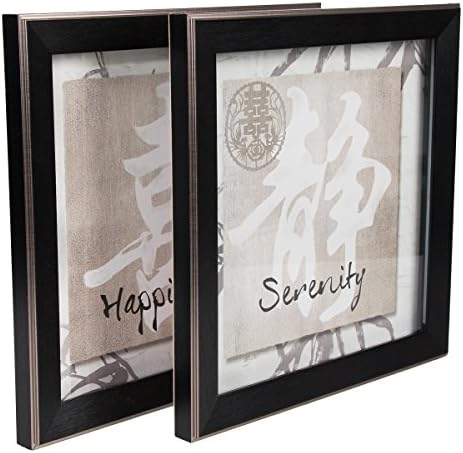 Set of 2 Inspirational Framed Wall Art Asian Wall Happiness Serenity Décor Words