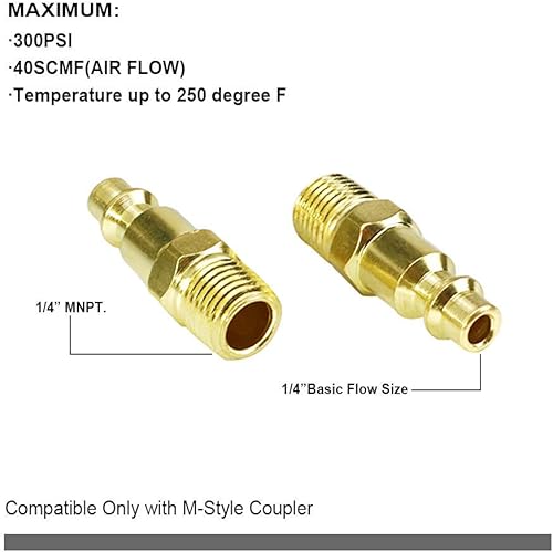 Miniatura 3 de Enchufe de acoplador de aire macho de 15 piezas, rosca NPT de 14 de pulgada de conexión rápida para herramientas neumáticas, enchufe de estilo