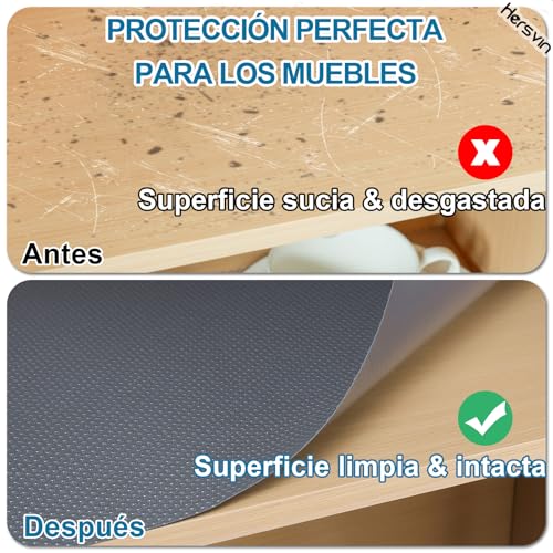 Miniatura 9 de Hersvin 50cmx600cm Plastico Protector Para Cocina Cajones, Alfombras Non Adhesivo Para Nevera Mueble Fregadero Estante Organizador Cubiertos Eva Cubre Encimera Gris Oscuro Punto