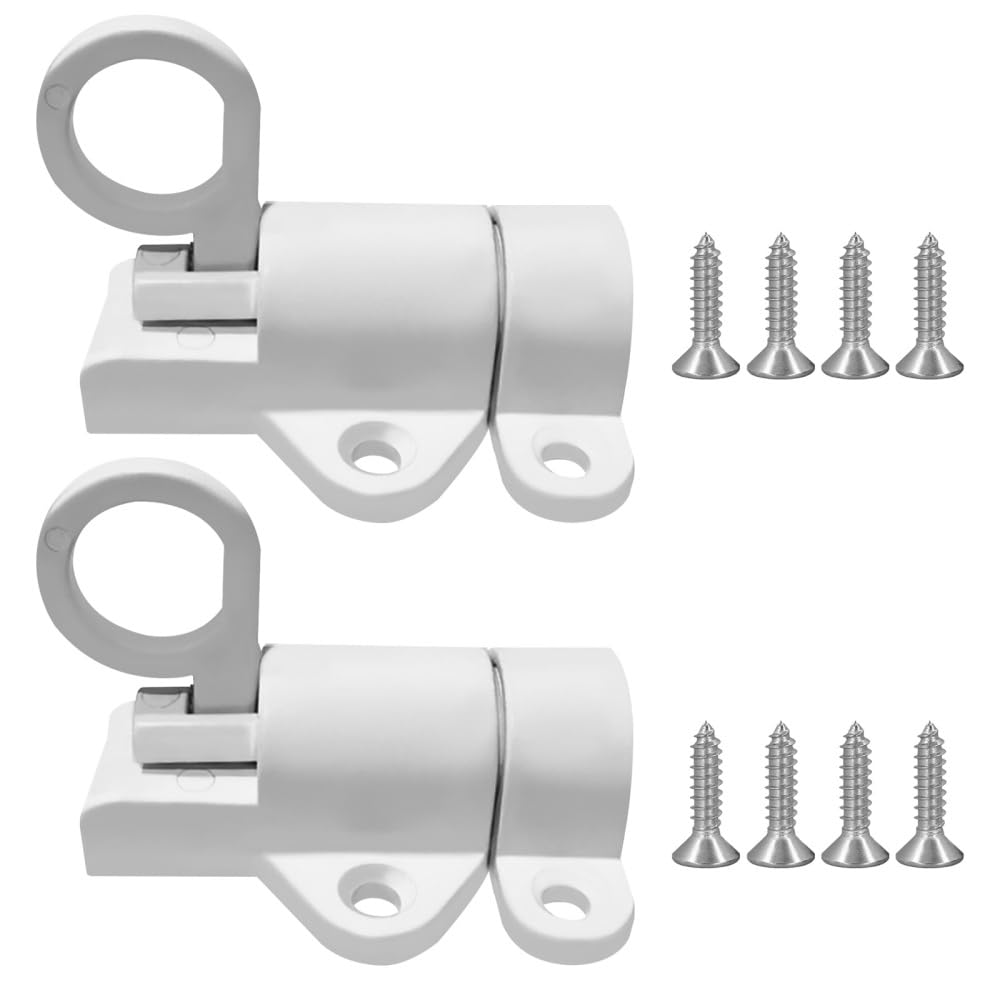 Mioyoow White X 2Pcs Self-Closing Latches, 2/4Pcs Spring Bolt Latches Aluminum Alloy Sliding Latches With Screws For Door Gate Window Cabinet Fence