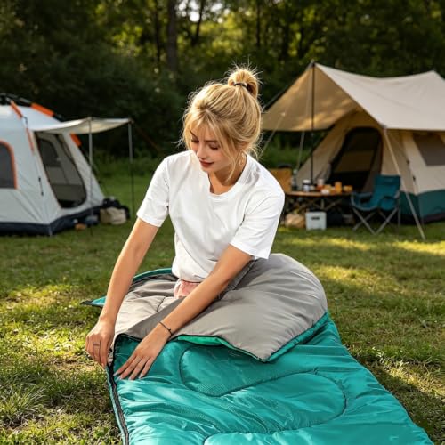 SWTMERRY - Schlafsack für 3-4 Jahreszeiten (Sommer, Frühling, Herbst, Winter) warmes und kühles Wetter – leicht… – Ansicht 5