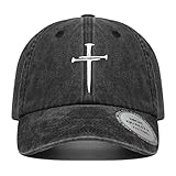 Christian Hats for Men Women,Jesus 3 Nail Cross Hat Christian Religious Gifts for Birthday/Christmas,Black