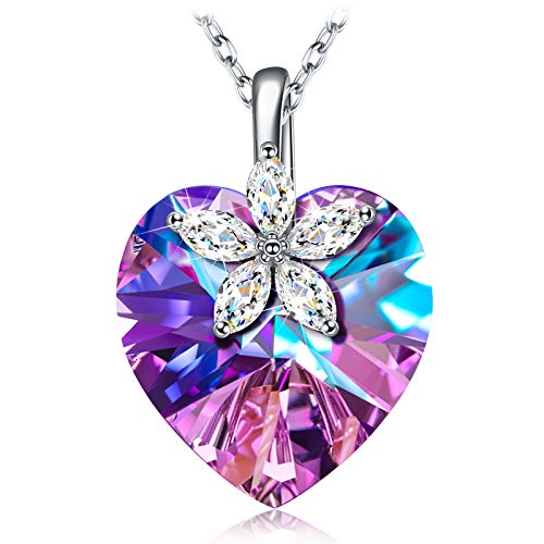 NINASUN Necklace Gifts for Her Crystal Necklace Heart Necklace for Women Sterling Silver Necklace for Wife Jewelry for Birthday Gifts for Girlfriend Wife s Day Gifts