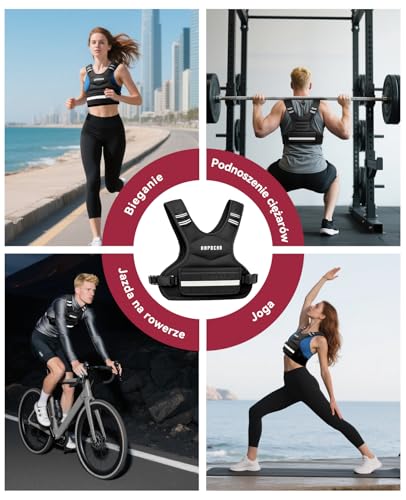 HAPBEAR Regulowana Kamizelka Obciążeniowa dla Mężczyzn i Kobiet – 5–9 kg z 6 Workami Żelaznego Piasku, Duża Kieszeń na Kettlebell – Idealna do Fitness, Treningu Siłowego, Biegania i Odchudzania