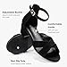 LAURMOSA Black Dress Shoes Girls Sandals High Heels for Kids Flower Girl Shoes Open Toe Ankle Strap Black Chunky Heels for Toddler Little Big Kids Wedding Party Church School (L1032SuBlack 2)