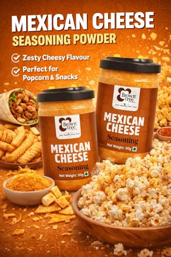 Image of Browntree Mexican Cheese Seasoning Powder-200g| Pack of 4- Each Pack 50g | Popcorn, Fajita, Fries, Taco, Tacos, Nachos, Tortillas, Burrito, Enchilada | Healthy and easy to make