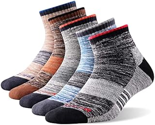 Men's Hiking Walking Socks, FEIDEER 5 pack Outdoor Recreation Wicking Cushioned Quarter Low Cut Ankle Socks for Men (5MSS20205-XL)