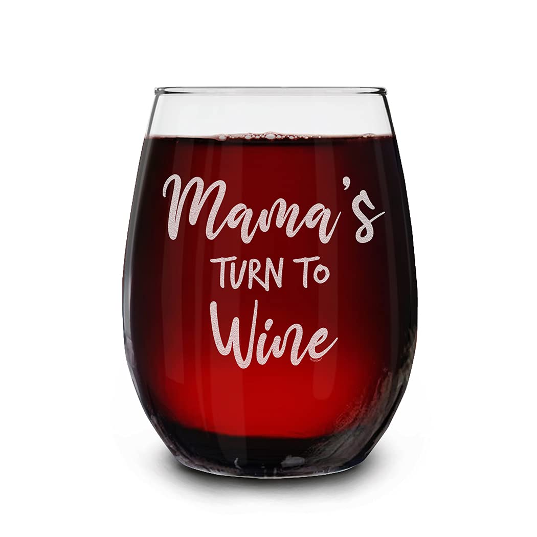 Verre à vin sans pied gravé Mama's Turn To Wine