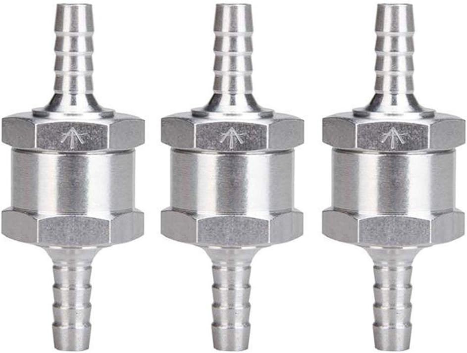 3Pcs 6mm Fuel Non-return One-Way Check Valve 1/4" Chrome Aluminium Alloy One Way Non Return Air Fuel Oil Check Valve Petrol Diesel Marine Water