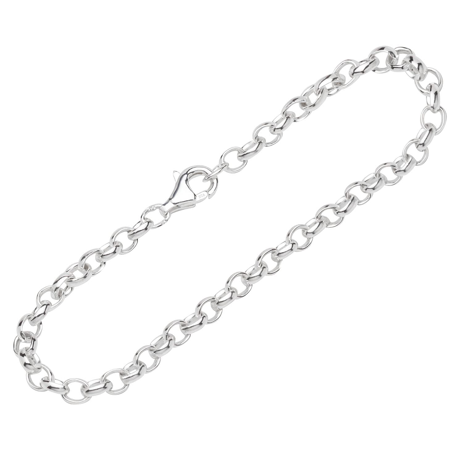 NKlaus Damen-Fußkette, 925 Silber, ovale Erbskette, 26cm, 4,1mm